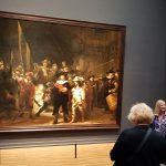 Rembrandt painting the Nightwatch with people in front